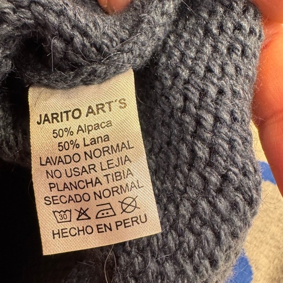 Alpaca Sweater Knit Kids horse blue Roll Neck yellow Preppy Size 2-3 B33 - Picture 4 of 7